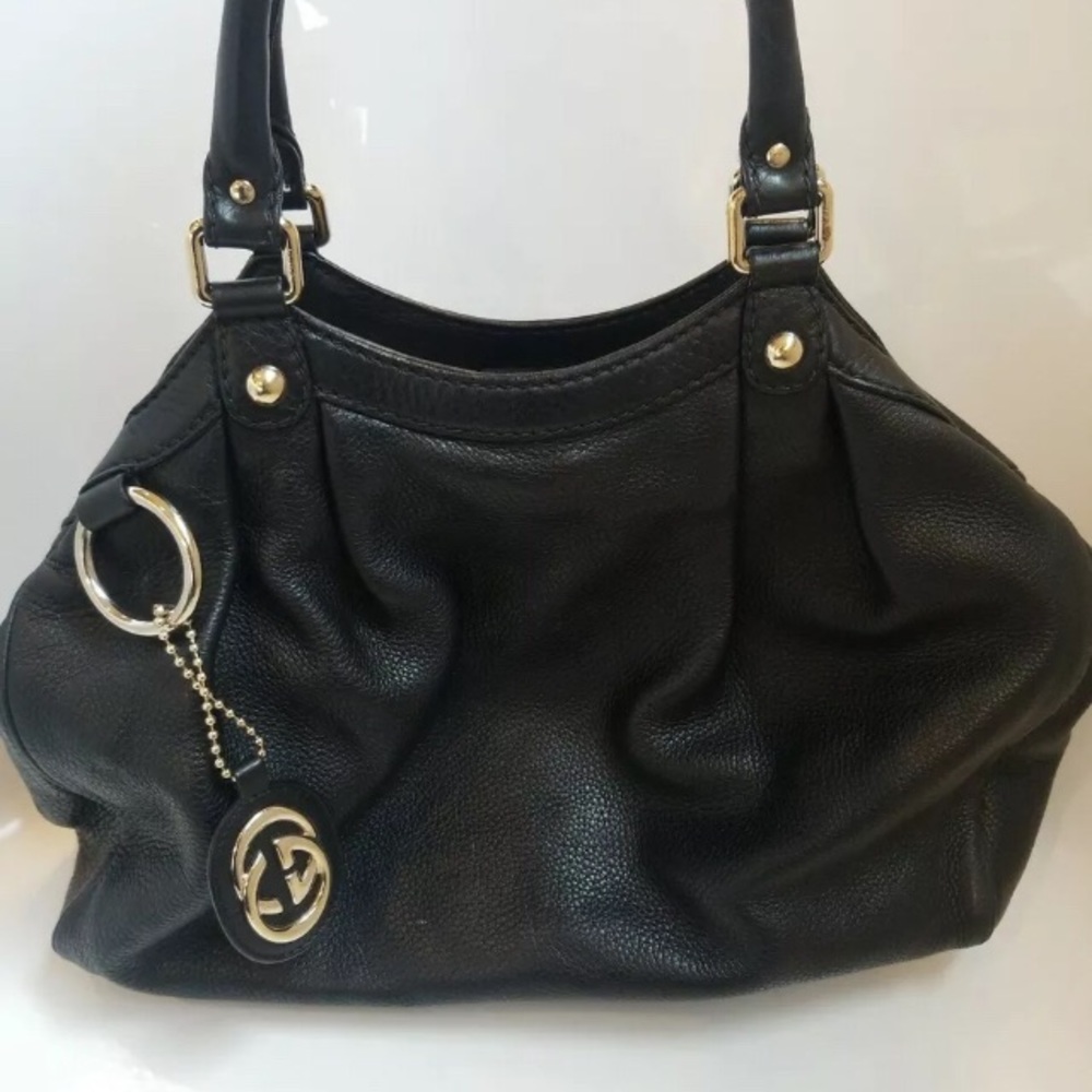 GUCCI Black Leather Sukey Tote Handbag [Authentic]